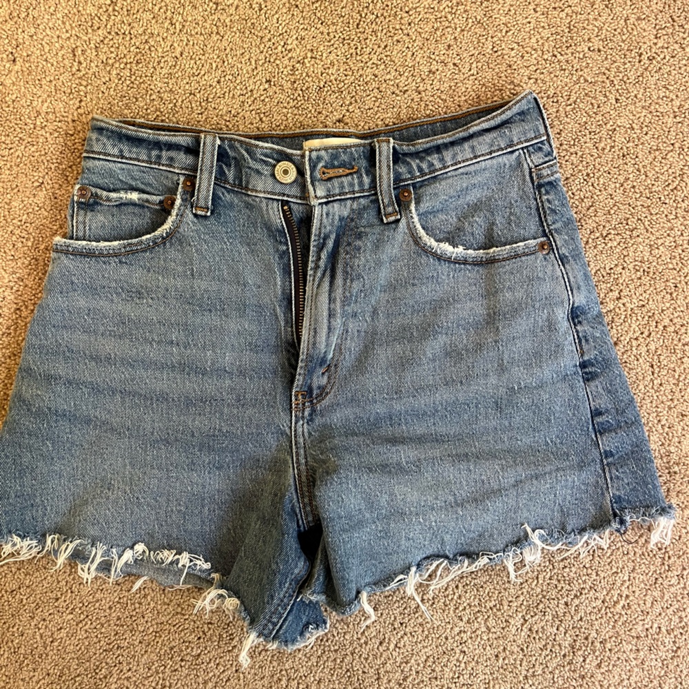 Abercrombie & Fitch Distressed Blue Denim Dad Shorts